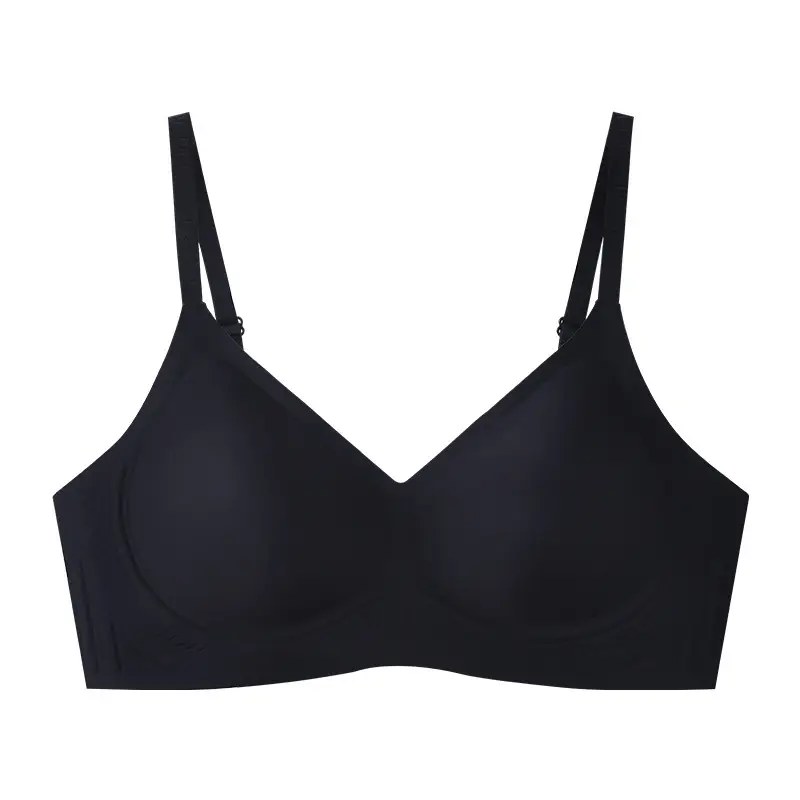 Seamless Bra with No Underwire, Jelly-Like Soft Support, Side Breast Gathering, Fixed Cups, Ultra-Soft and Thin Bra