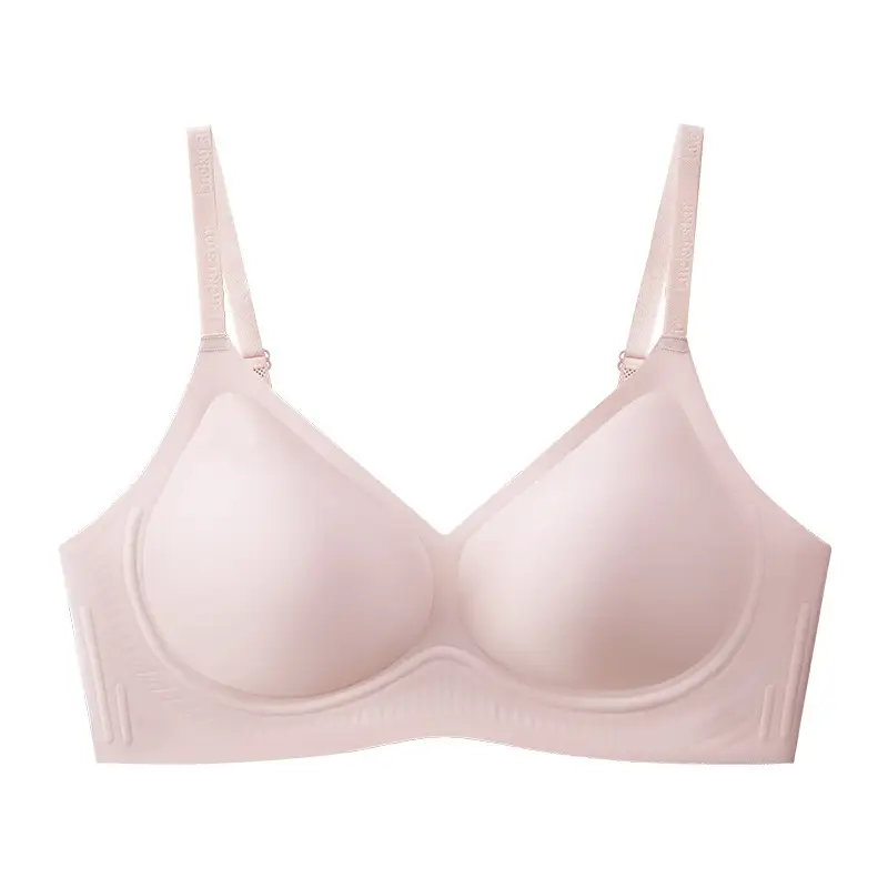 Seamless Bra with No Underwire, Jelly-Like Soft Support, Side Breast Gathering, Fixed Cups, Ultra-Soft and Thin Bra