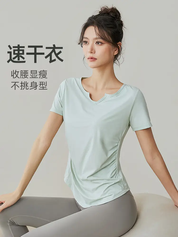 Plus-Size Yoga Clothing for Women, Short-Sleeve Quick-Dry Sports Top, Slim-Fit Running Fitness T-Shirt, Set for Plus-Size Women, Lightweight Summer Style