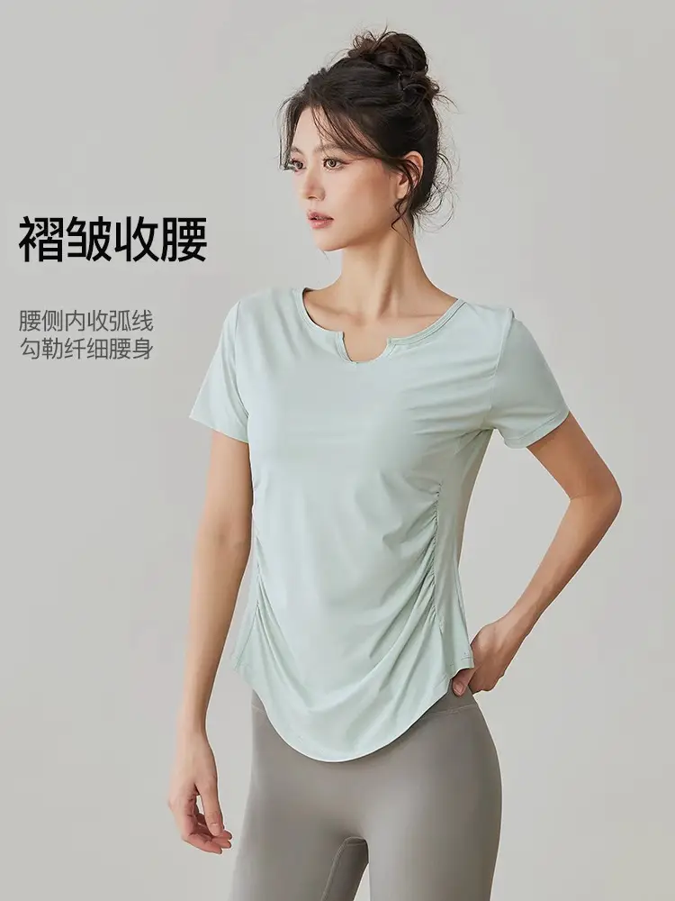 Plus-Size Yoga Clothing for Women, Short-Sleeve Quick-Dry Sports Top, Slim-Fit Running Fitness T-Shirt, Set for Plus-Size Women, Lightweight Summer Style