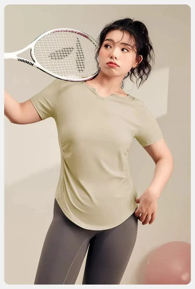 Plus-Size Yoga Clothing for Women, Short-Sleeve Quick-Dry Sports Top, Slim-Fit Running Fitness T-Shirt, Set for Plus-Size Women, Lightweight Summer Style — feature 18