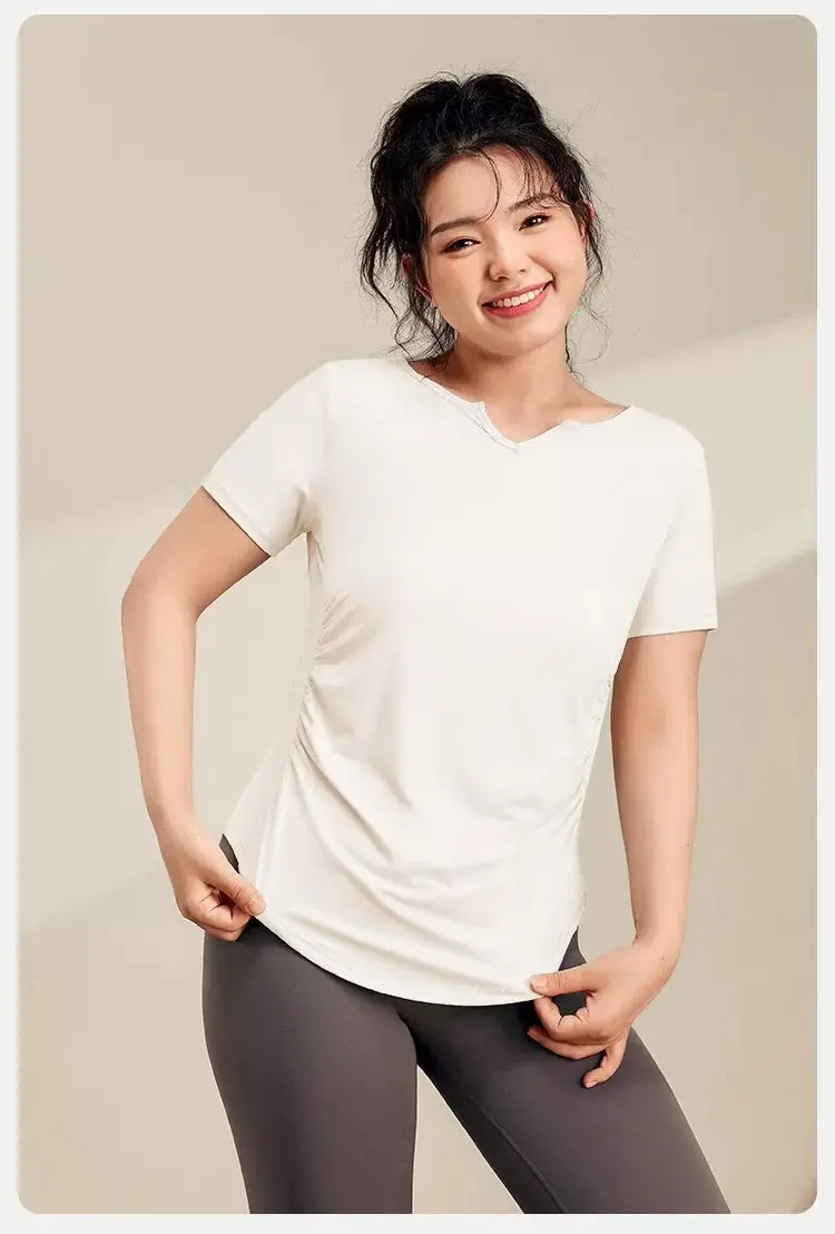 Plus-Size Yoga Clothing for Women, Short-Sleeve Quick-Dry Sports Top, Slim-Fit Running Fitness T-Shirt, Set for Plus-Size Women, Lightweight Summer Style — feature 19