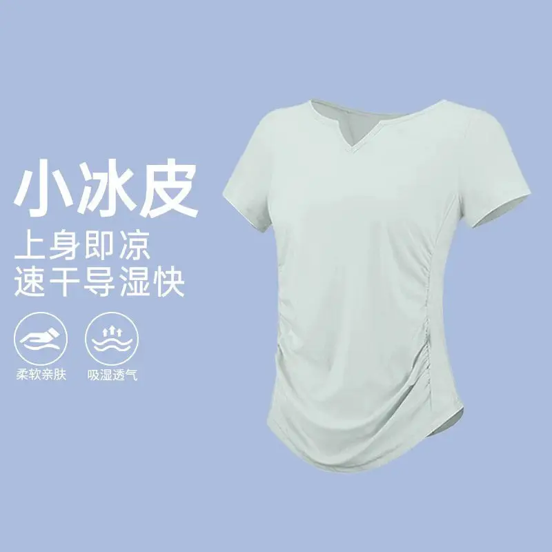 Plus-Size Yoga Clothing for Women, Short-Sleeve Quick-Dry Sports Top, Slim-Fit Running Fitness T-Shirt, Set for Plus-Size Women, Lightweight Summer Style