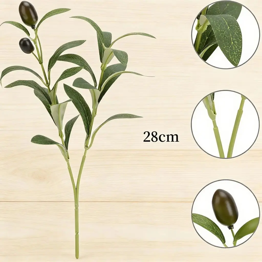 Cross-Border Labelable Artificial Olive Branch with One Stem, Two or Four Branches, with Fruit, Plastic Decoration for Wedding and Home Decor — feature 1