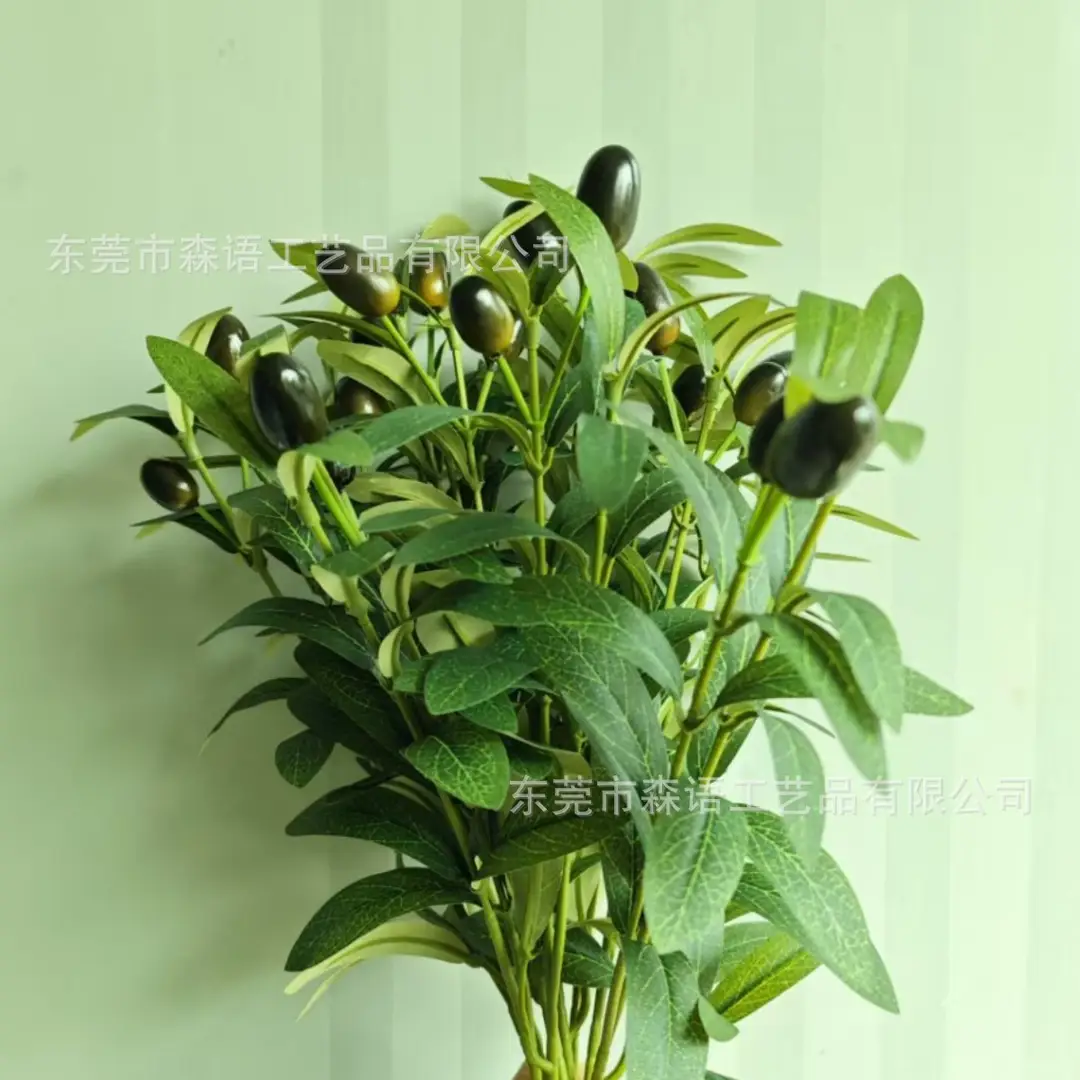 Cross-Border Labelable Artificial Olive Branch with One Stem, Two or Four Branches, with Fruit, Plastic Decoration for Wedding and Home Decor — feature 4
