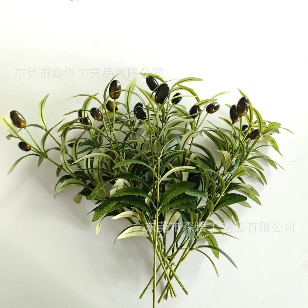 Cross-Border Labelable Artificial Olive Branch with One Stem, Two or Four Branches, with Fruit, Plastic Decoration for Wedding and Home Decor — feature 5