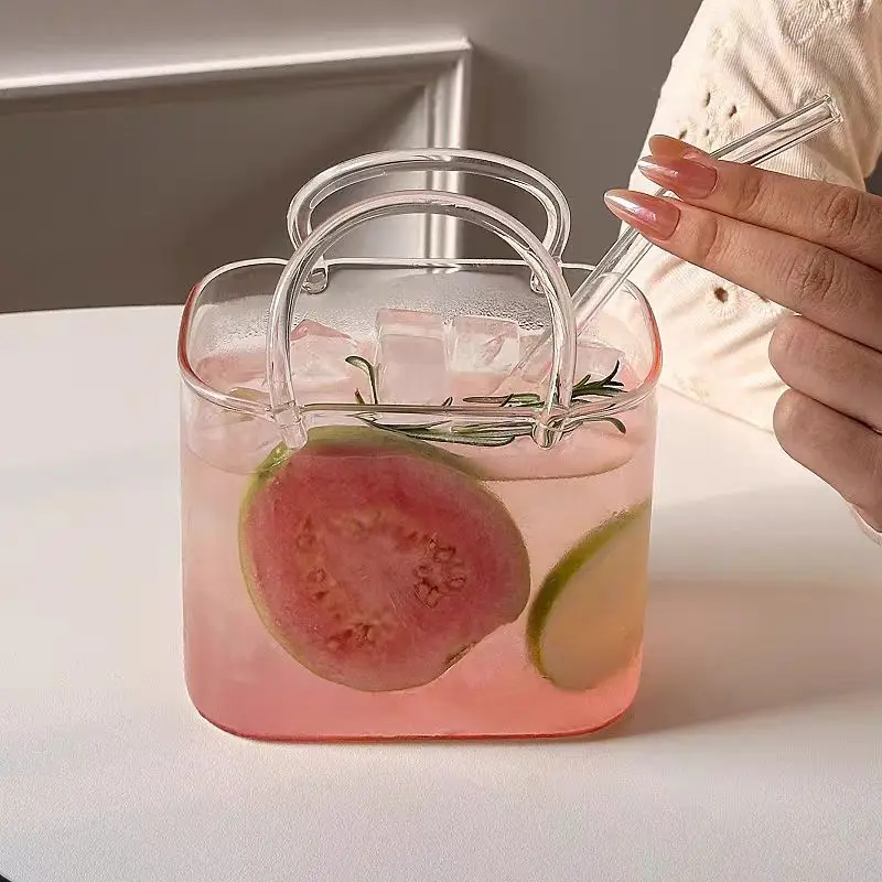 High-Looking Handbag-Style Glass Cup Large-Capacity Transparent Juice Cup Bar-Specific Red Wine Cocktail Cup - Image 3