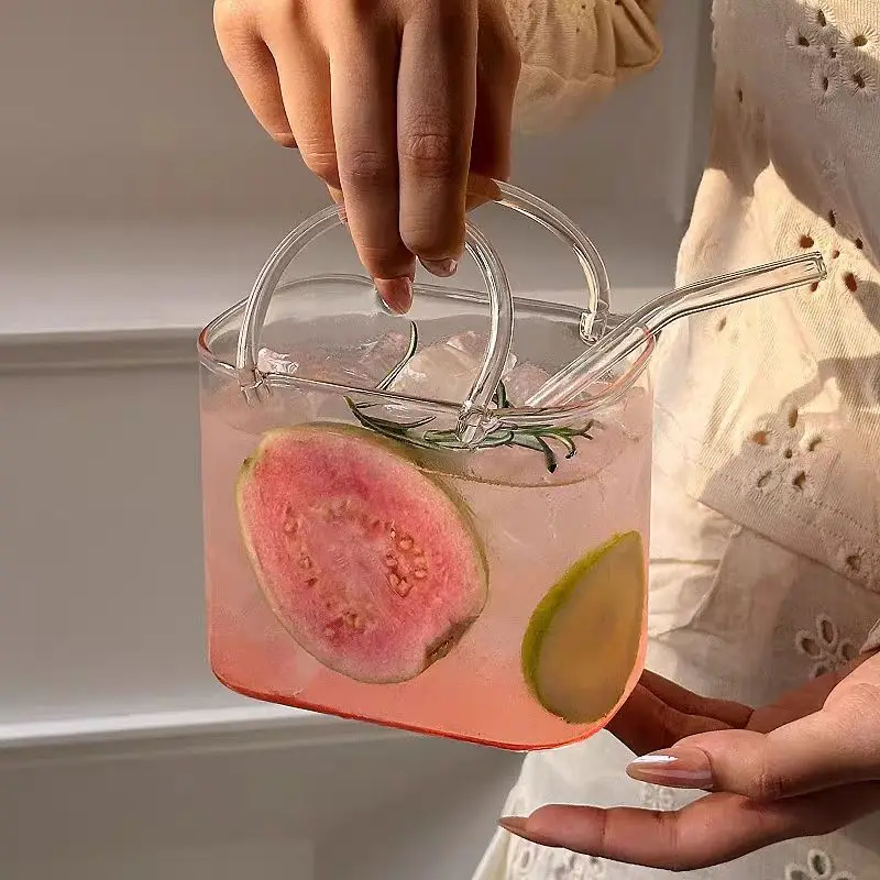 High-Looking Handbag-Style Glass Cup Large-Capacity Transparent Juice Cup Bar-Specific Red Wine Cocktail Cup - Image 4