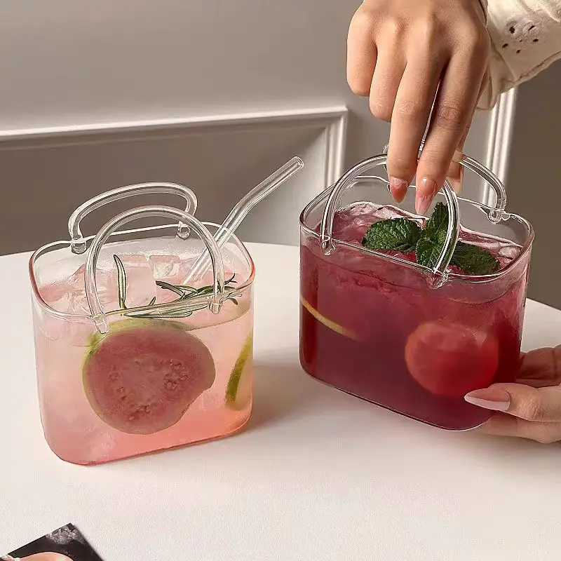 High-Looking Handbag-Style Glass Cup Large-Capacity Transparent Juice Cup Bar-Specific Red Wine Cocktail Cup - Image 5