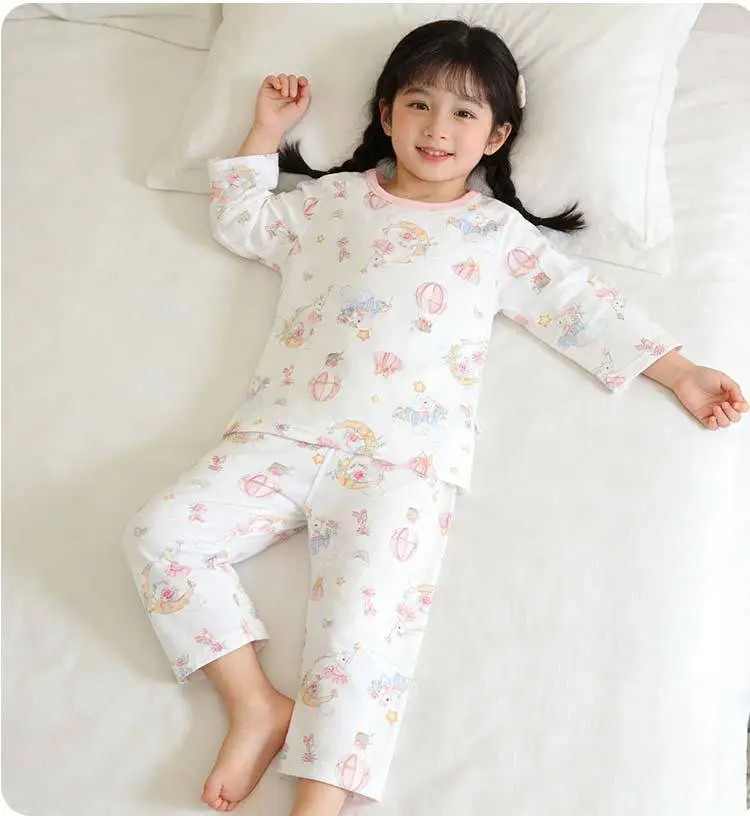New Children's Summer Pure Cotton Three-Quarter Sleeve Set, Thin Style for Boys and Girls, Class a Seamless Loungewear, Baby Pajamas — feature 24