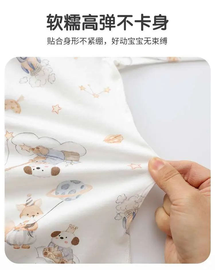 New Children's Summer Pure Cotton Three-Quarter Sleeve Set, Thin Style for Boys and Girls, Class a Seamless Loungewear, Baby Pajamas — feature 9