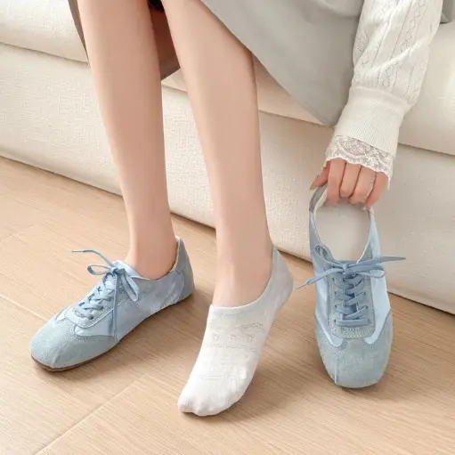 Color-Blocked Socks for Women, Boat Socks, Thin Silicone Non-Slip Invisible Socks for Spring and Summer, Summer Cotton Socks