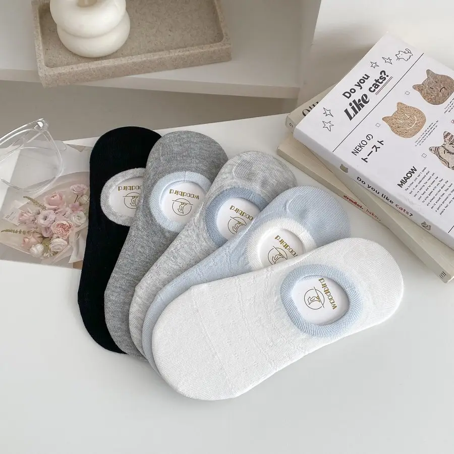 Color-Blocked Socks for Women, Boat Socks, Thin Silicone Non-Slip Invisible Socks for Spring and Summer, Summer Cotton Socks