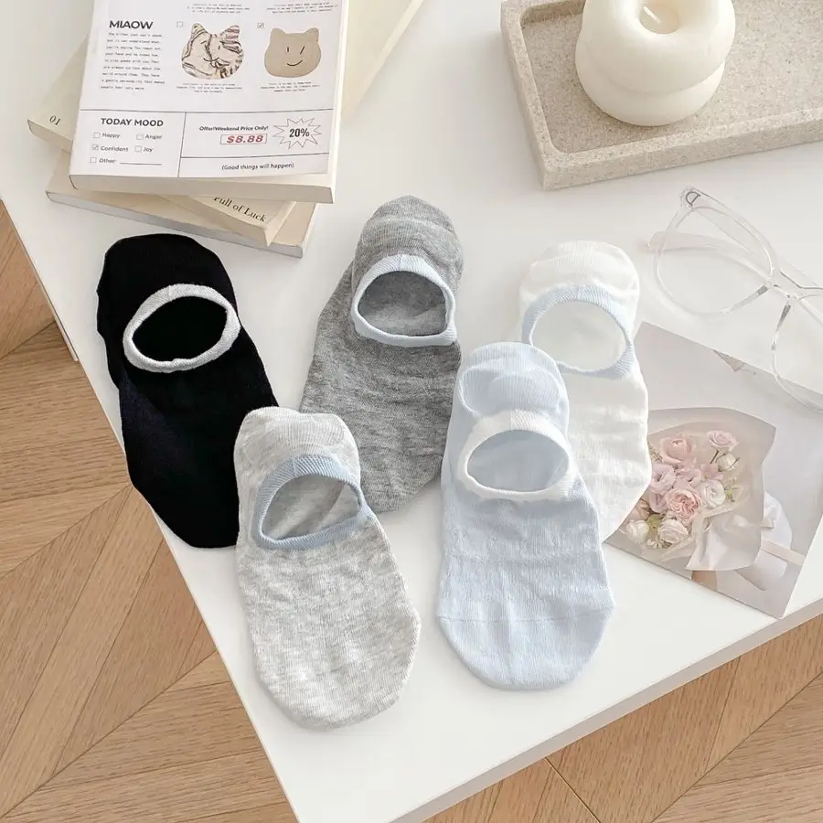 Color-Blocked Socks for Women, Boat Socks, Thin Silicone Non-Slip Invisible Socks for Spring and Summer, Summer Cotton Socks — feature 2