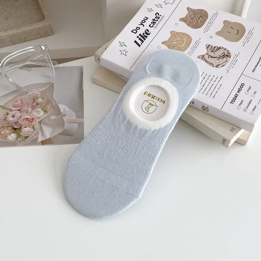 Color-Blocked Socks for Women, Boat Socks, Thin Silicone Non-Slip Invisible Socks for Spring and Summer, Summer Cotton Socks