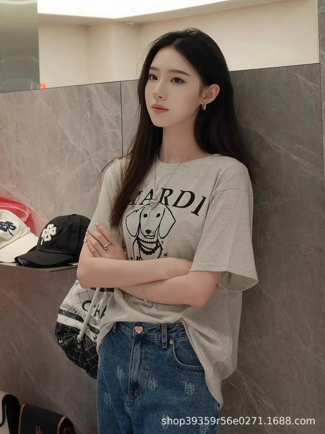 Korean Version In-Stock Mardi Short-Sleeve T-Shirt with Daisy and Dachshund Print, Same Style as Kim Go-Eun, Loose Fit Versatile Top for Women — feature 14