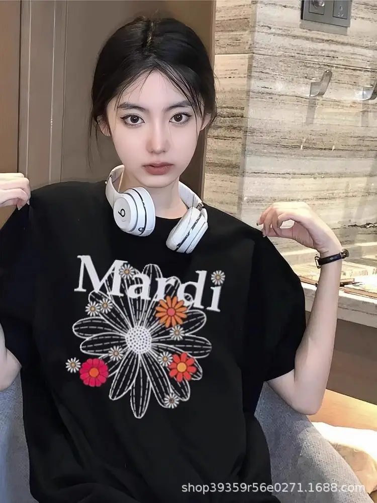 Korean Version In-Stock Mardi Short-Sleeve T-Shirt with Daisy and Dachshund Print, Same Style as Kim Go-Eun, Loose Fit Versatile Top for Women — feature 20