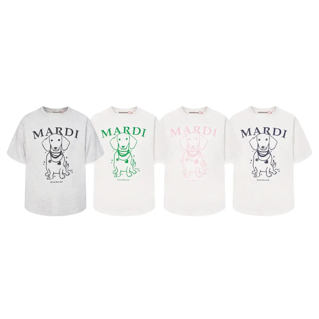 Korean Version In-Stock Mardi Short-Sleeve T-Shirt with Daisy and Dachshund Print, Same Style as Kim Go-Eun, Loose Fit Versatile Top for Women — feature 37