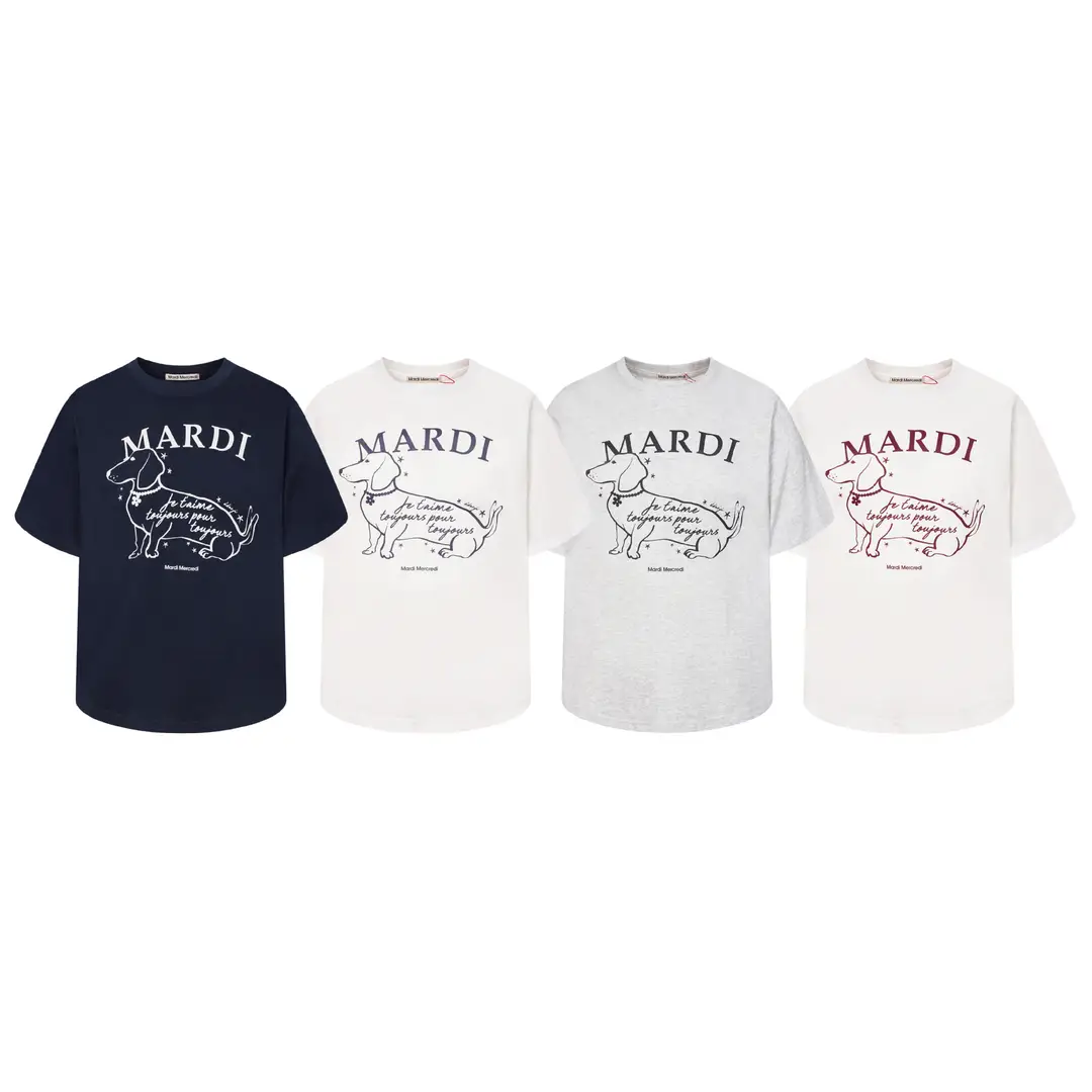 Korean Version In-Stock Mardi Short-Sleeve T-Shirt with Daisy and Dachshund Print, Same Style as Kim Go-Eun, Loose Fit Versatile Top for Women — feature 38