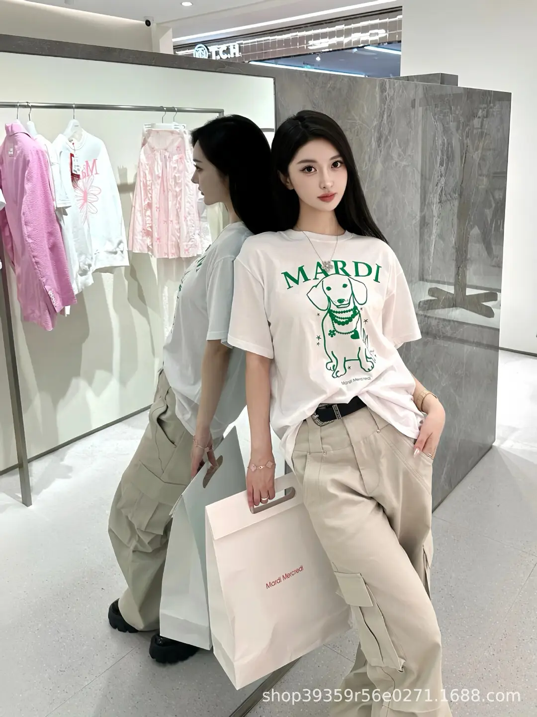 Korean Version In-Stock Mardi Short-Sleeve T-Shirt with Daisy and Dachshund Print, Same Style as Kim Go-Eun, Loose Fit Versatile Top for Women — feature 6