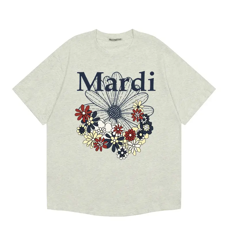 Korean Version In-Stock Mardi Short-Sleeve T-Shirt with Daisy and Dachshund Print, Same Style as Kim Go-Eun, Loose Fit Versatile Top for Women