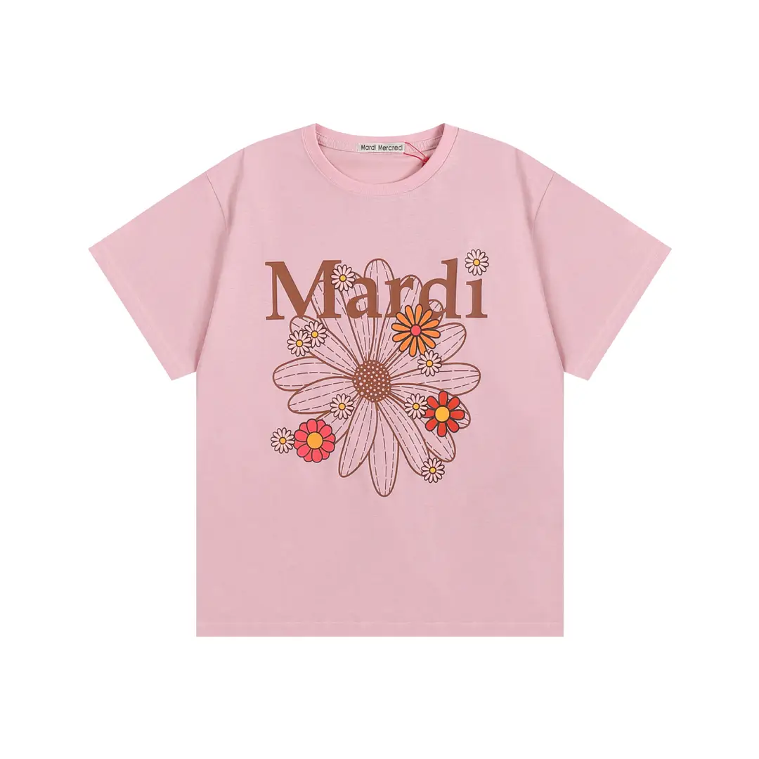 Korean Version In-Stock Mardi Short-Sleeve T-Shirt with Daisy and Dachshund Print, Same Style as Kim Go-Eun, Loose Fit Versatile Top for Women
