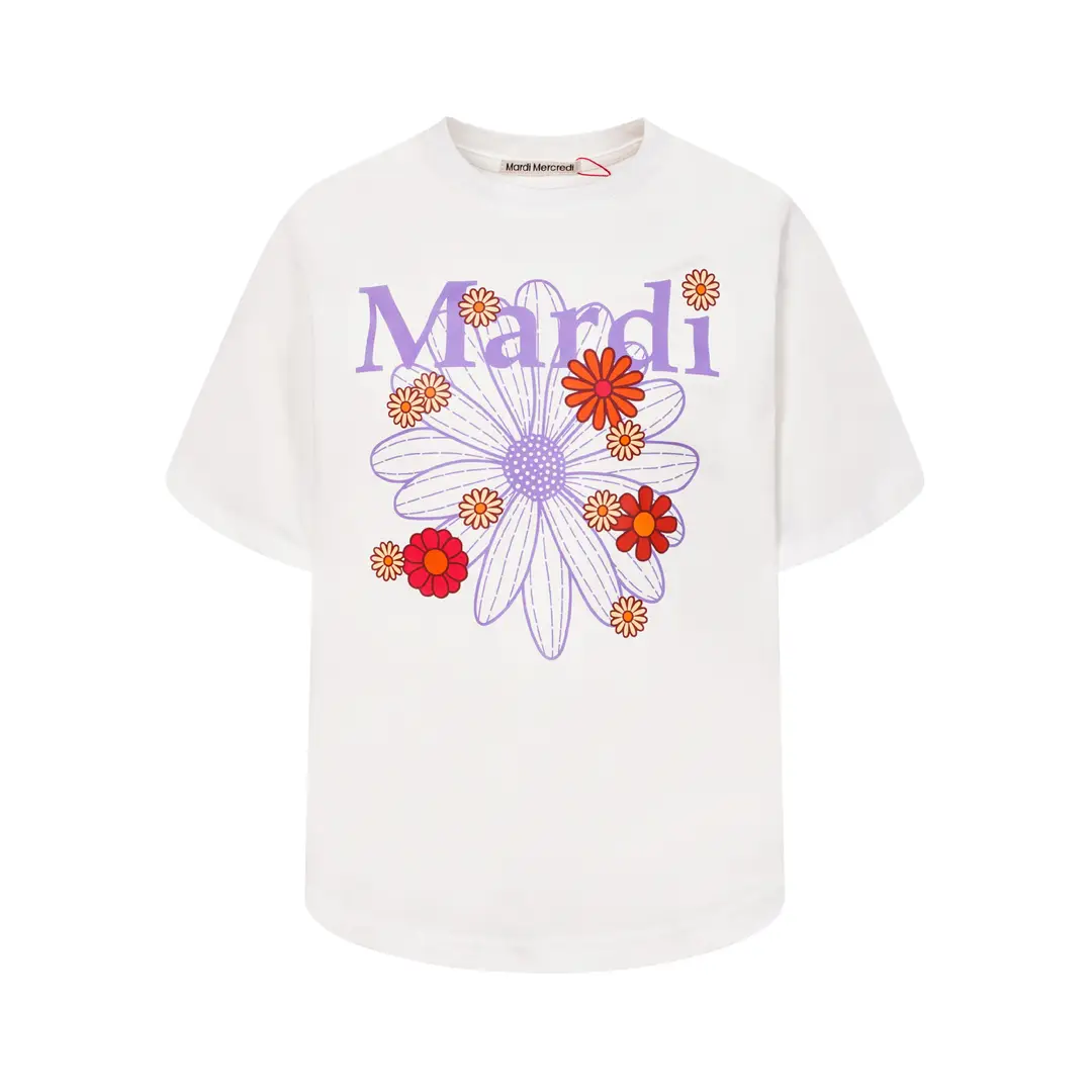 Korean Version In-Stock Mardi Short-Sleeve T-Shirt with Daisy and Dachshund Print, Same Style as Kim Go-Eun, Loose Fit Versatile Top for Women