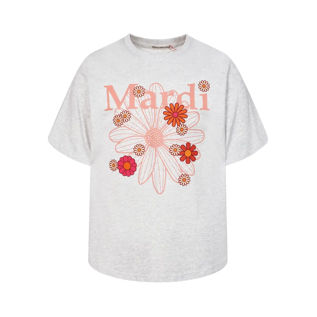 Korean Version In-Stock Mardi Short-Sleeve T-Shirt with Daisy and Dachshund Print, Same Style as Kim Go-Eun, Loose Fit Versatile Top for Women