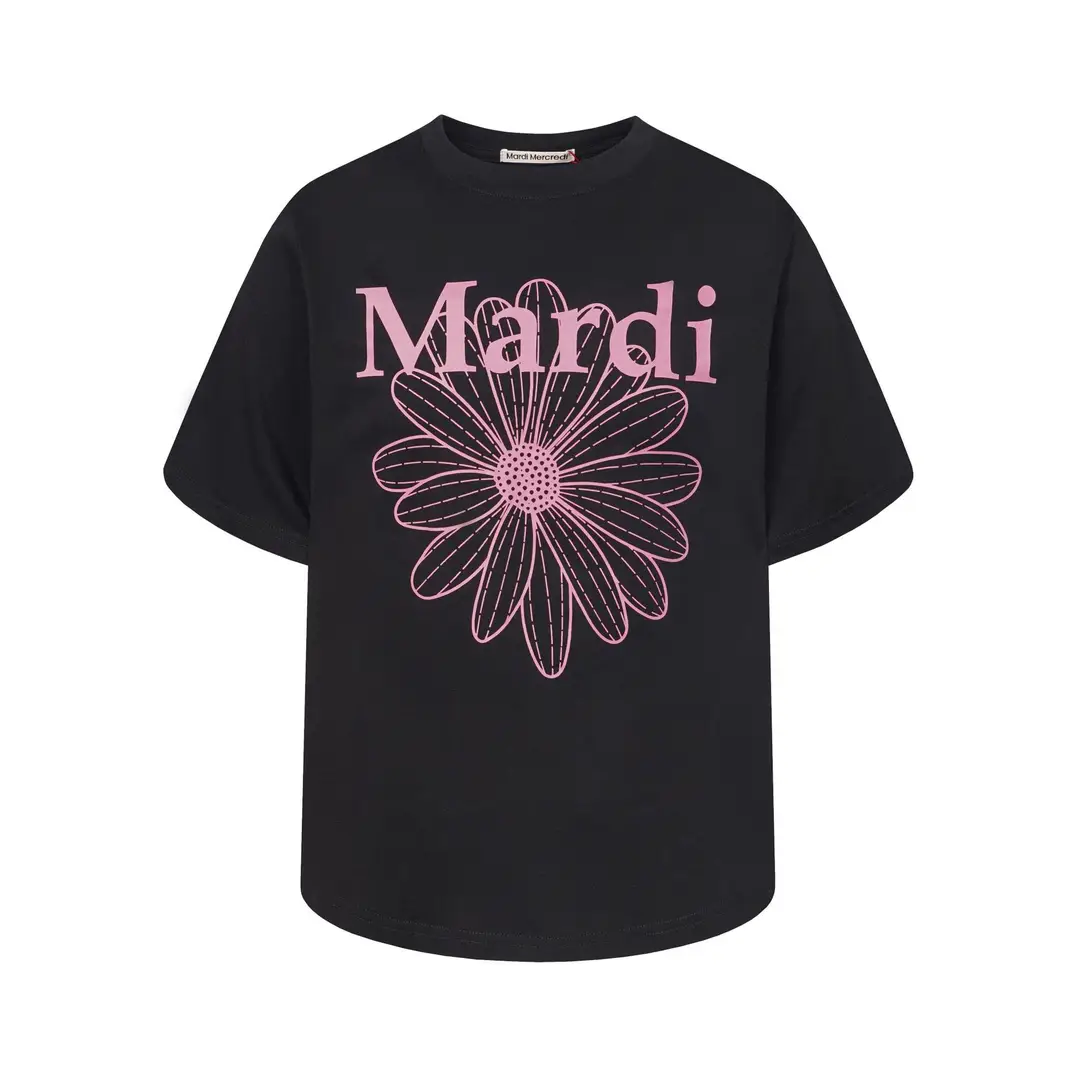 Korean Version In-Stock Mardi Short-Sleeve T-Shirt with Daisy and Dachshund Print, Same Style as Kim Go-Eun, Loose Fit Versatile Top for Women