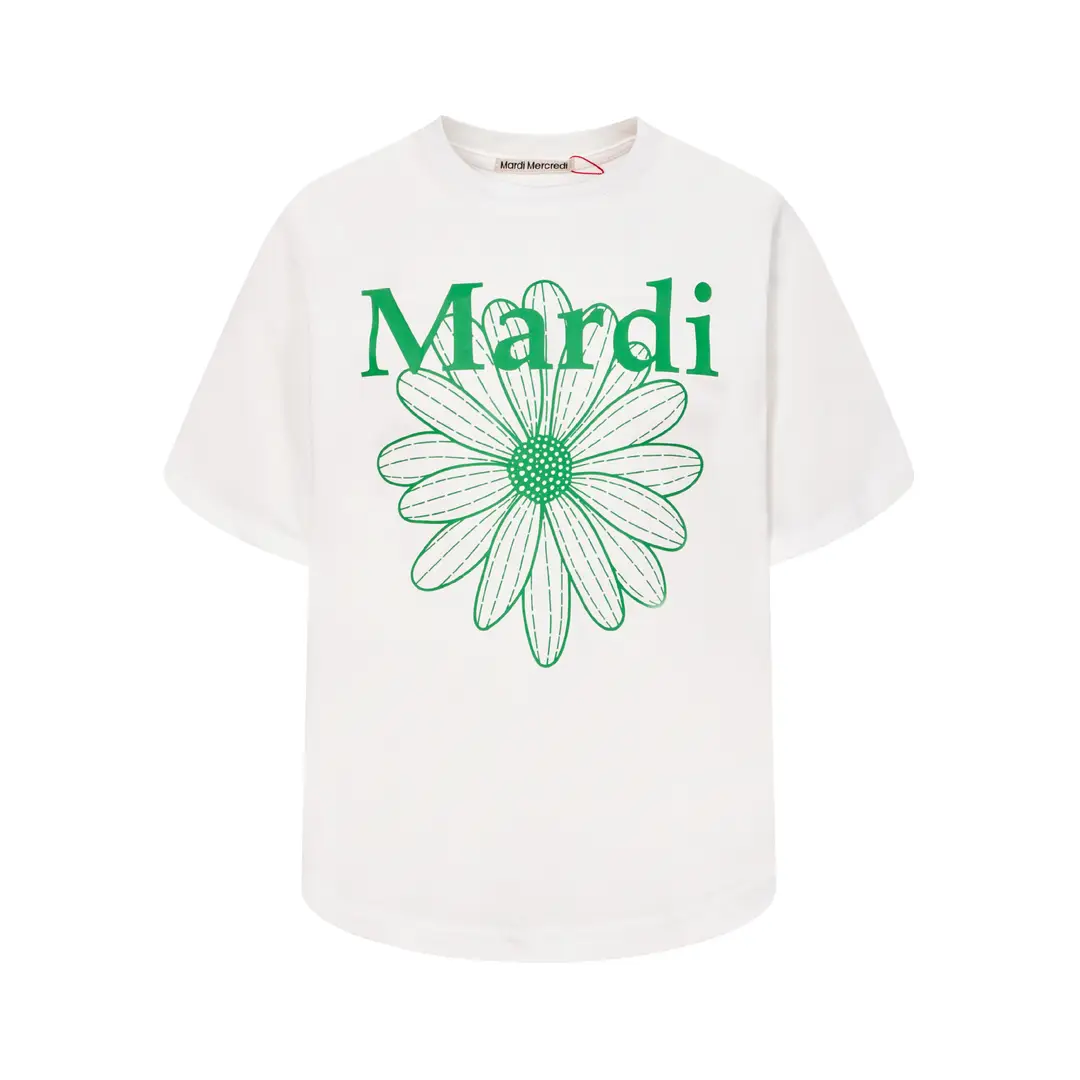 Korean Version In-Stock Mardi Short-Sleeve T-Shirt with Daisy and Dachshund Print, Same Style as Kim Go-Eun, Loose Fit Versatile Top for Women