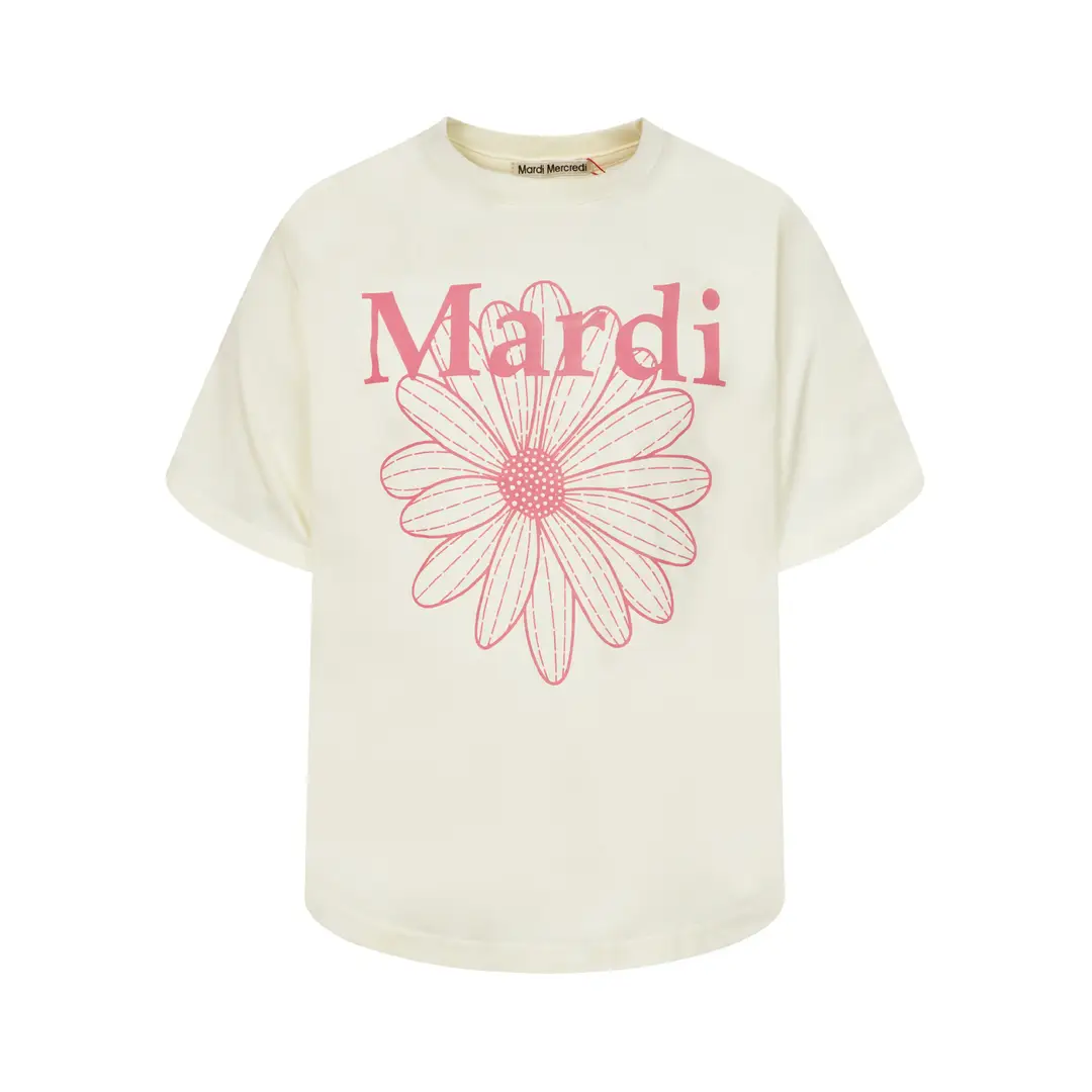 Korean Version In-Stock Mardi Short-Sleeve T-Shirt with Daisy and Dachshund Print, Same Style as Kim Go-Eun, Loose Fit Versatile Top for Women