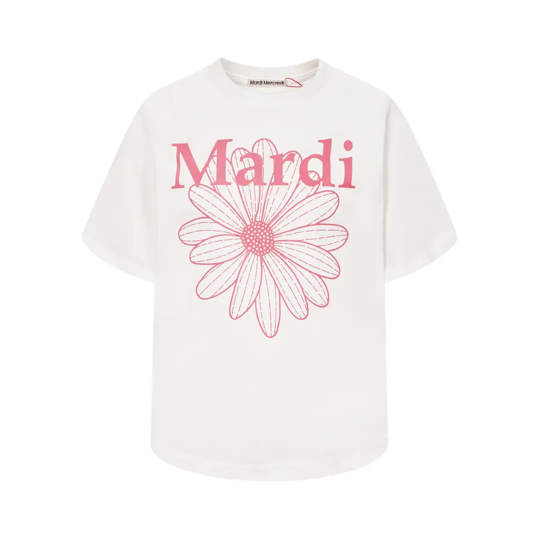 Korean Version In-Stock Mardi Short-Sleeve T-Shirt with Daisy and Dachshund Print, Same Style as Kim Go-Eun, Loose Fit Versatile Top for Women