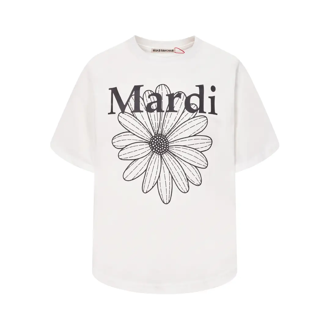 Korean Version In-Stock Mardi Short-Sleeve T-Shirt with Daisy and Dachshund Print, Same Style as Kim Go-Eun, Loose Fit Versatile Top for Women