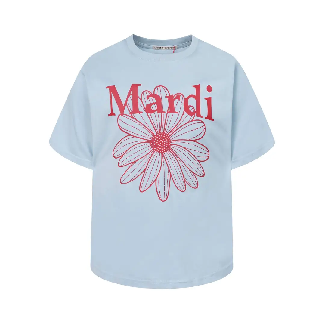 Korean Version In-Stock Mardi Short-Sleeve T-Shirt with Daisy and Dachshund Print, Same Style as Kim Go-Eun, Loose Fit Versatile Top for Women