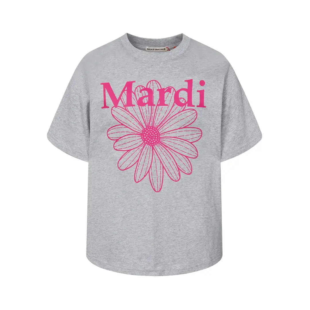 Korean Version In-Stock Mardi Short-Sleeve T-Shirt with Daisy and Dachshund Print, Same Style as Kim Go-Eun, Loose Fit Versatile Top for Women