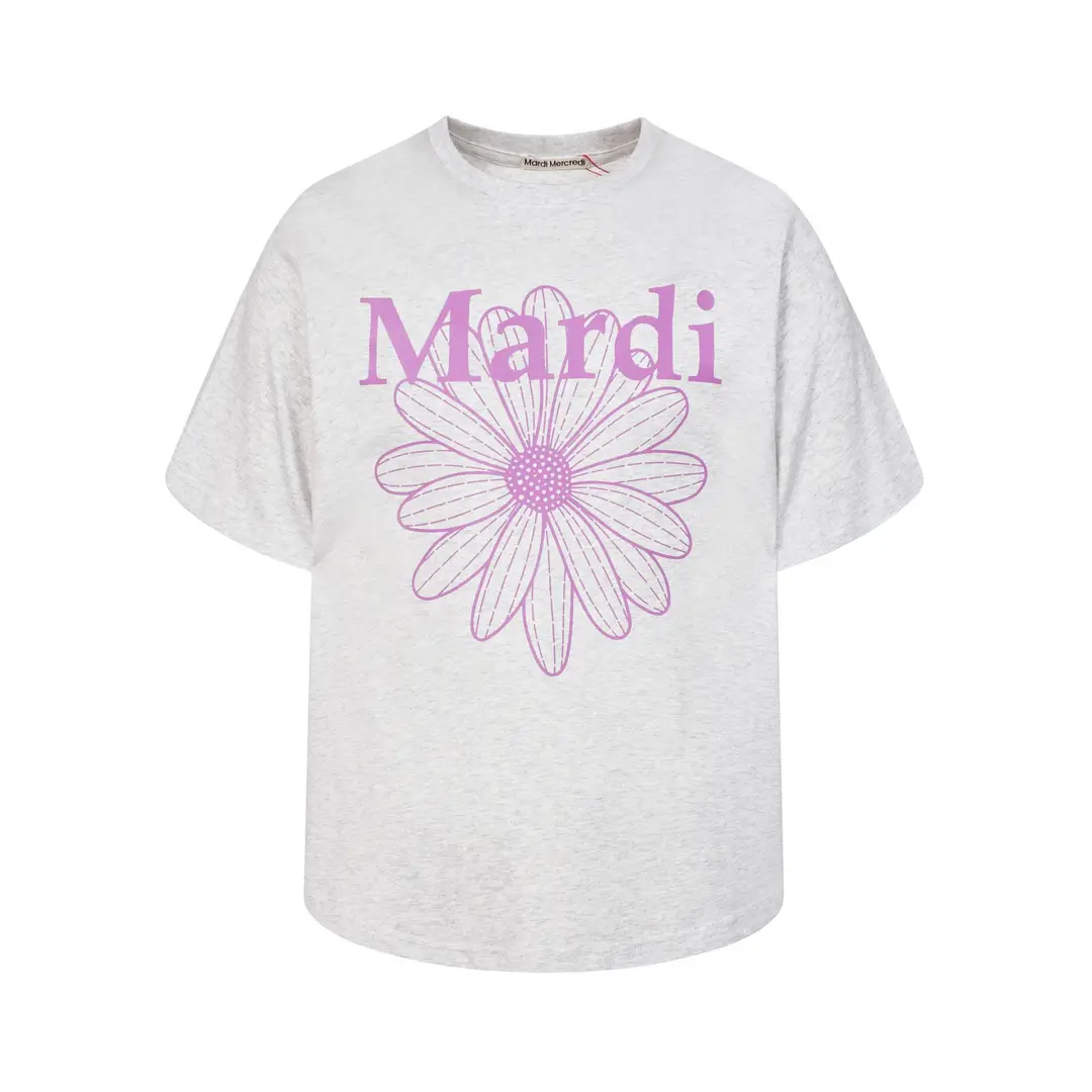 Korean Version In-Stock Mardi Short-Sleeve T-Shirt with Daisy and Dachshund Print, Same Style as Kim Go-Eun, Loose Fit Versatile Top for Women
