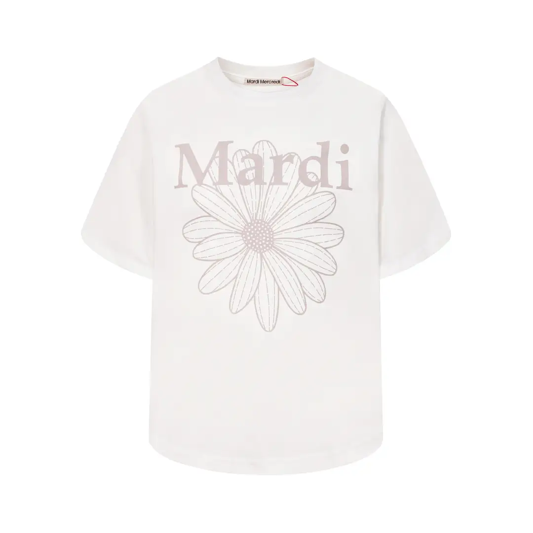 Korean Version In-Stock Mardi Short-Sleeve T-Shirt with Daisy and Dachshund Print, Same Style as Kim Go-Eun, Loose Fit Versatile Top for Women
