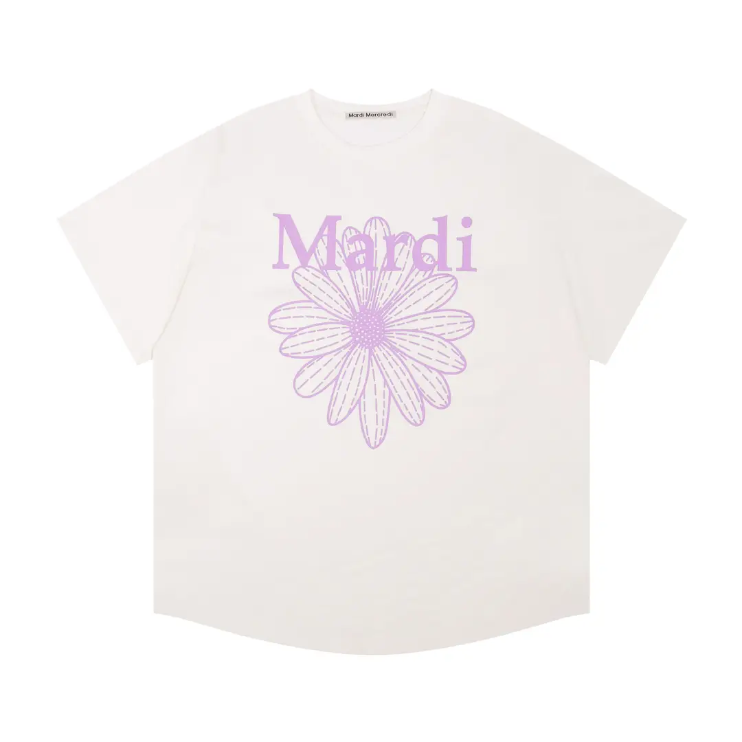 Korean Version In-Stock Mardi Short-Sleeve T-Shirt with Daisy and Dachshund Print, Same Style as Kim Go-Eun, Loose Fit Versatile Top for Women