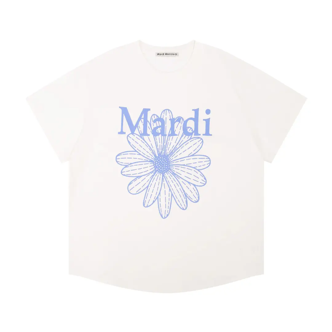 Korean Version In-Stock Mardi Short-Sleeve T-Shirt with Daisy and Dachshund Print, Same Style as Kim Go-Eun, Loose Fit Versatile Top for Women