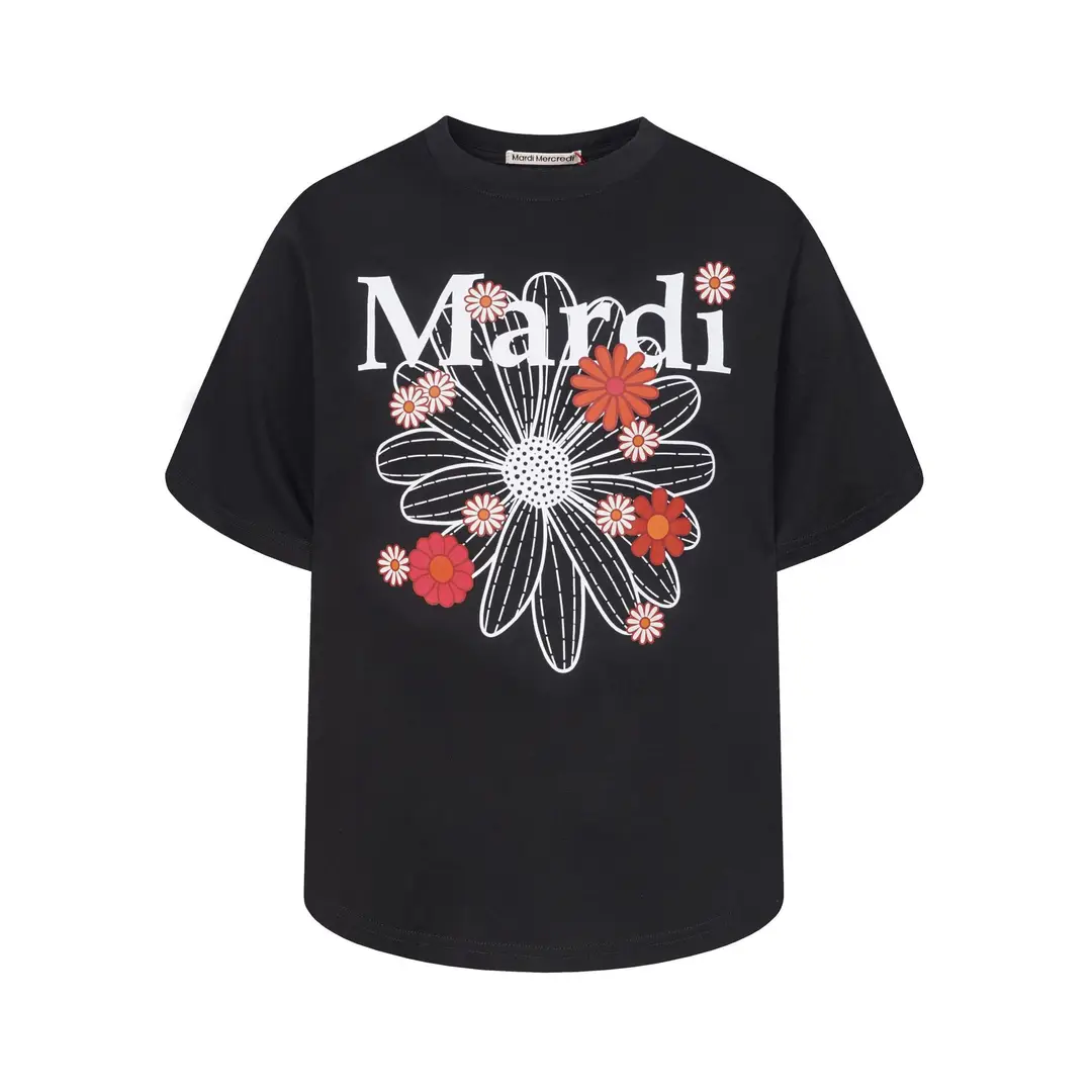 Korean Version In-Stock Mardi Short-Sleeve T-Shirt with Daisy and Dachshund Print, Same Style as Kim Go-Eun, Loose Fit Versatile Top for Women
