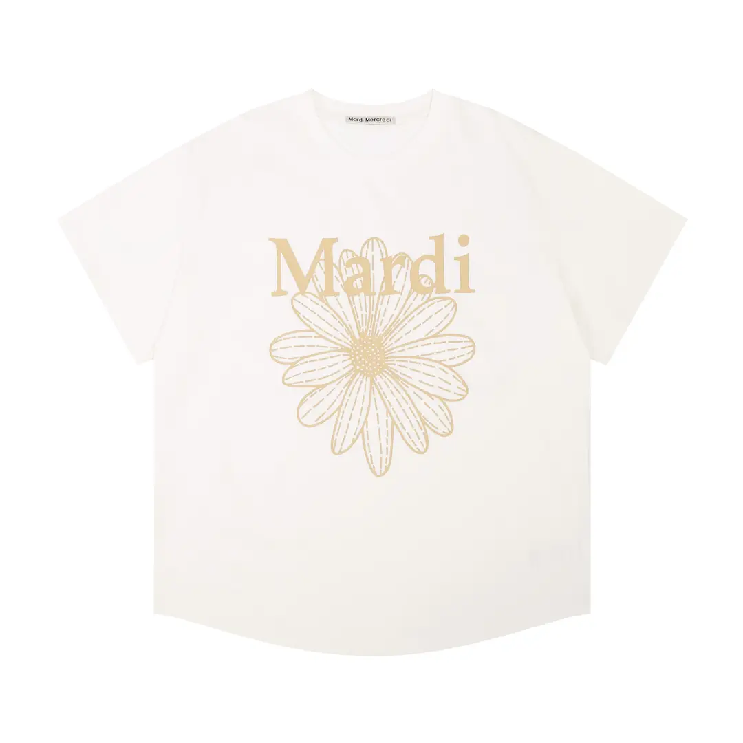 Korean Version In-Stock Mardi Short-Sleeve T-Shirt with Daisy and Dachshund Print, Same Style as Kim Go-Eun, Loose Fit Versatile Top for Women