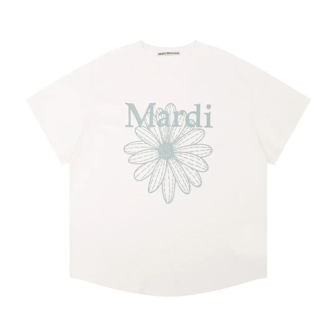 Korean Version In-Stock Mardi Short-Sleeve T-Shirt with Daisy and Dachshund Print, Same Style as Kim Go-Eun, Loose Fit Versatile Top for Women