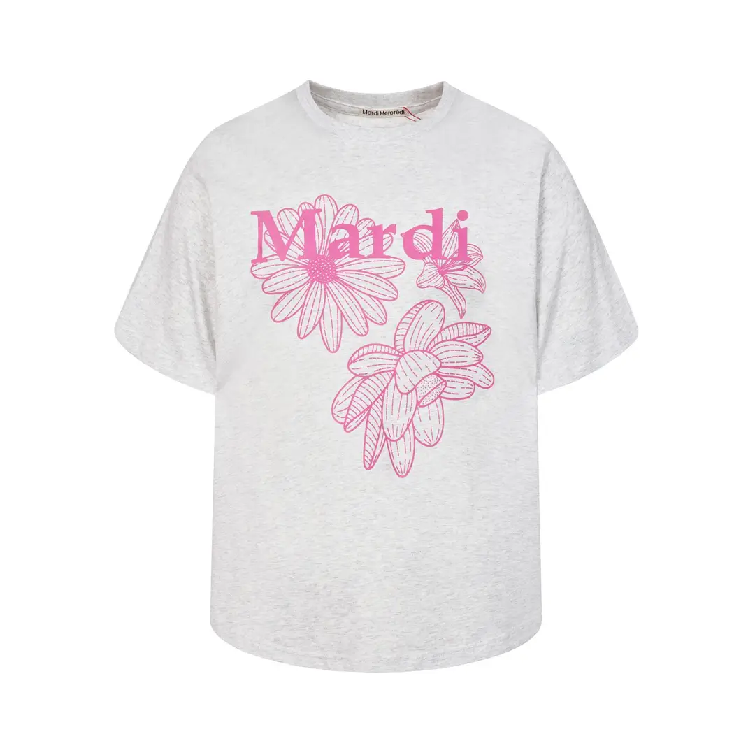 Korean Version In-Stock Mardi Short-Sleeve T-Shirt with Daisy and Dachshund Print, Same Style as Kim Go-Eun, Loose Fit Versatile Top for Women