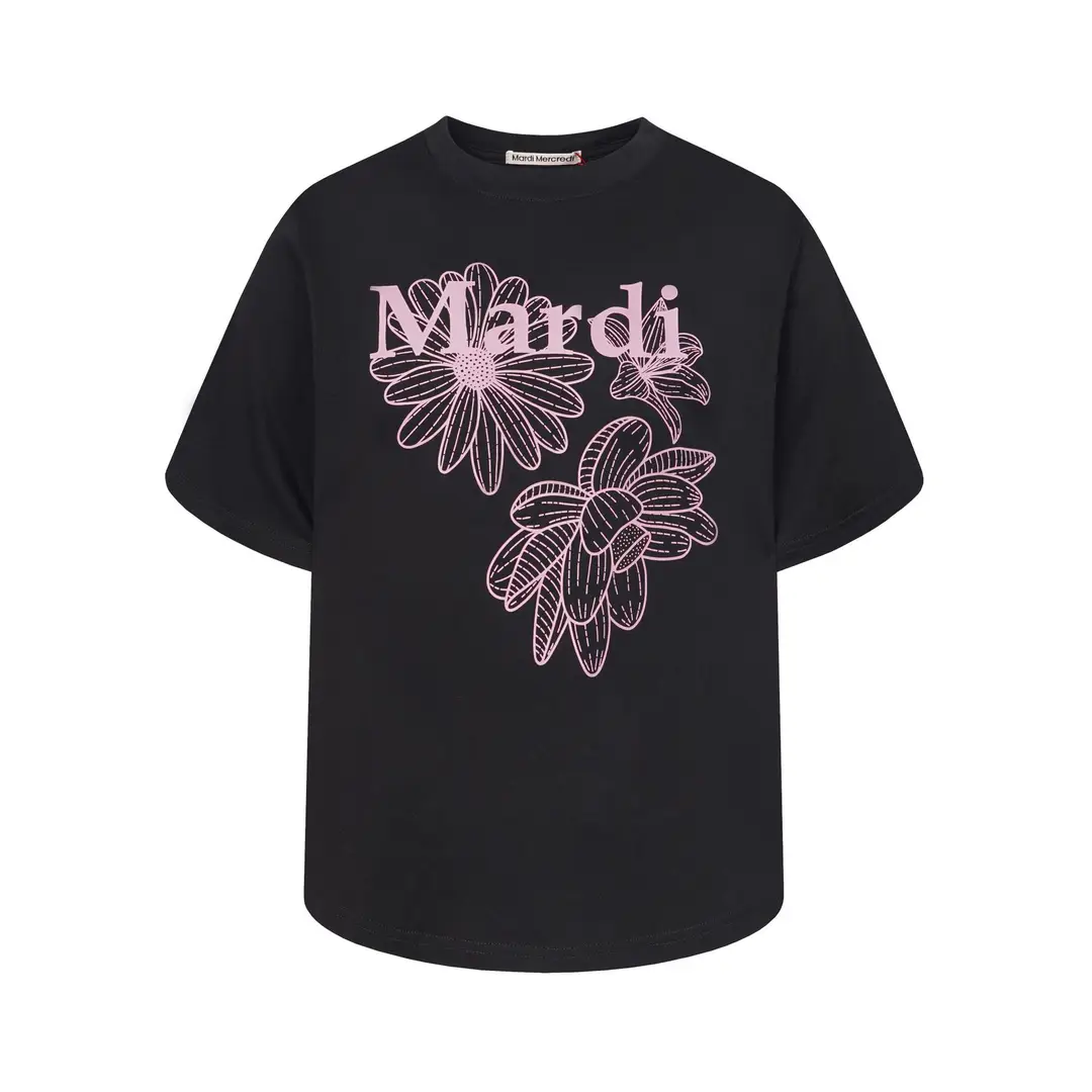Korean Version In-Stock Mardi Short-Sleeve T-Shirt with Daisy and Dachshund Print, Same Style as Kim Go-Eun, Loose Fit Versatile Top for Women