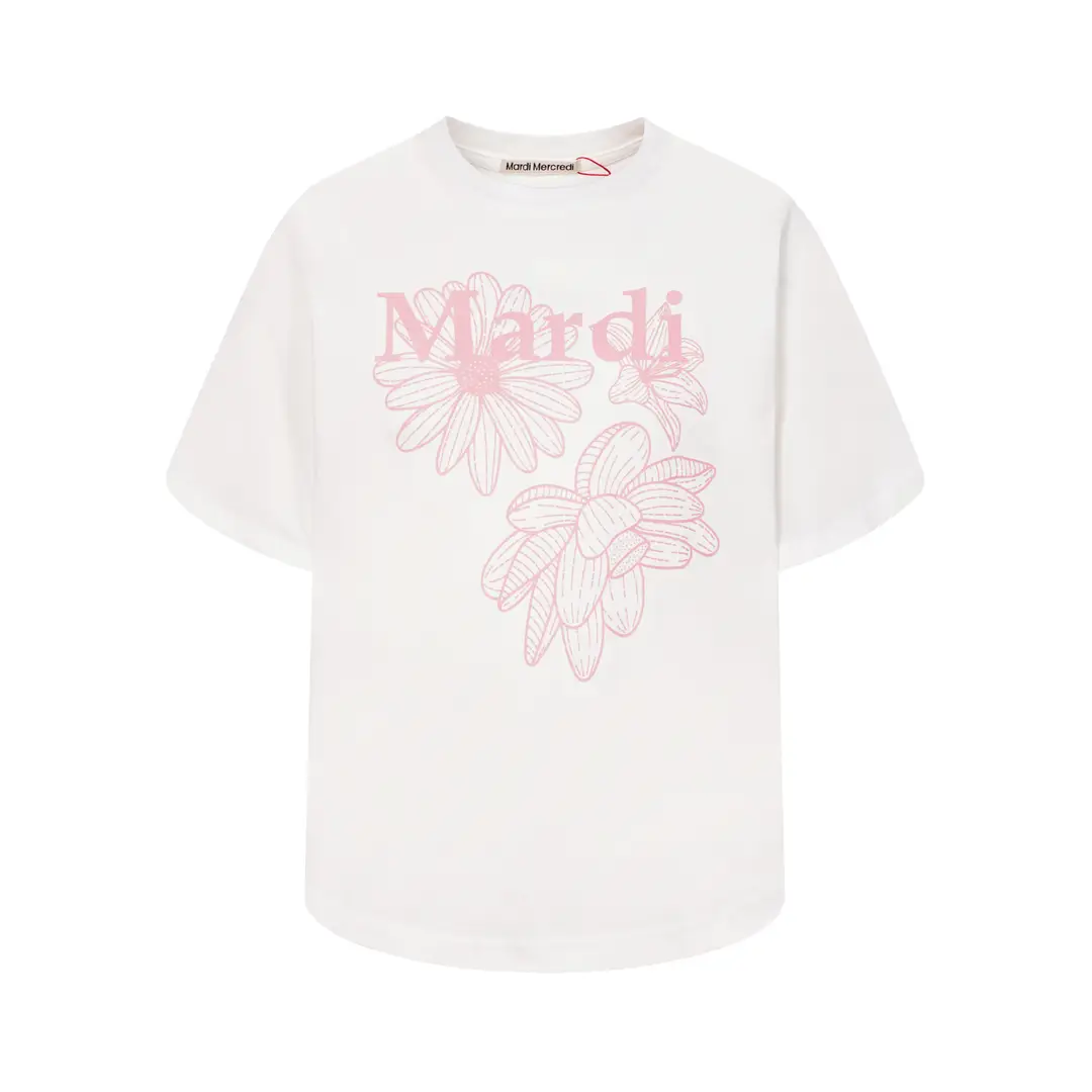 Korean Version In-Stock Mardi Short-Sleeve T-Shirt with Daisy and Dachshund Print, Same Style as Kim Go-Eun, Loose Fit Versatile Top for Women