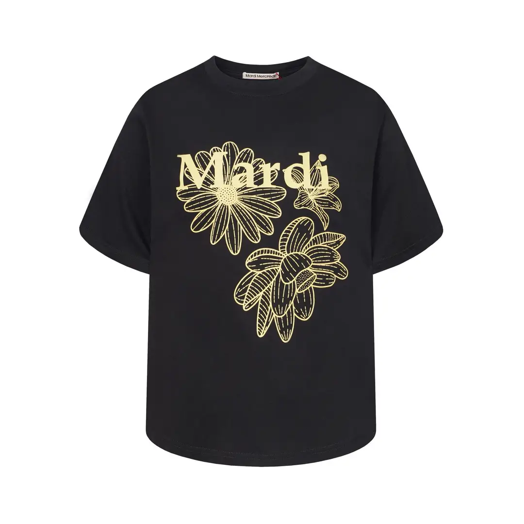 Korean Version In-Stock Mardi Short-Sleeve T-Shirt with Daisy and Dachshund Print, Same Style as Kim Go-Eun, Loose Fit Versatile Top for Women