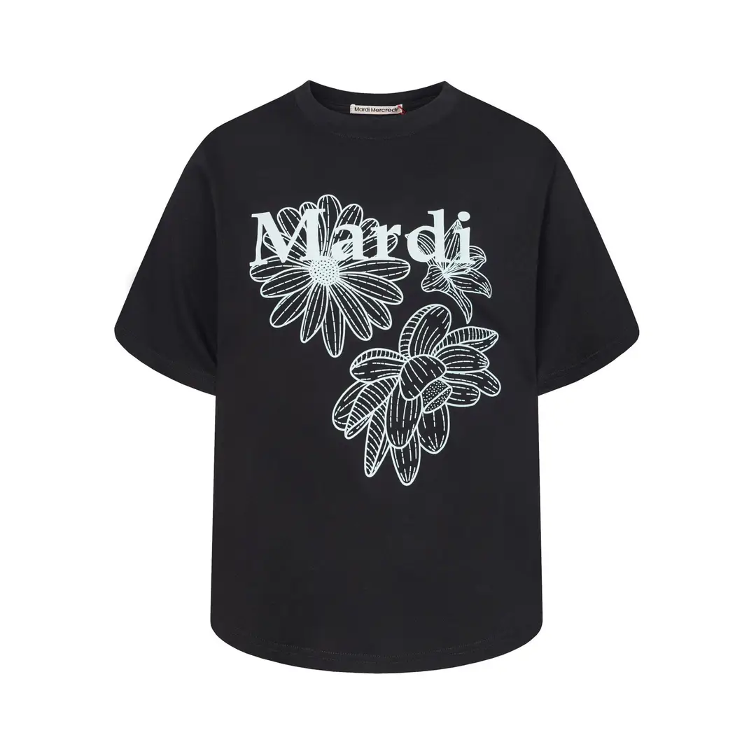 Korean Version In-Stock Mardi Short-Sleeve T-Shirt with Daisy and Dachshund Print, Same Style as Kim Go-Eun, Loose Fit Versatile Top for Women