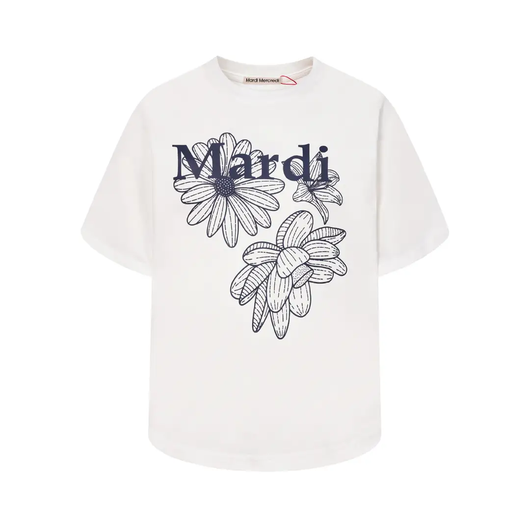 Korean Version In-Stock Mardi Short-Sleeve T-Shirt with Daisy and Dachshund Print, Same Style as Kim Go-Eun, Loose Fit Versatile Top for Women