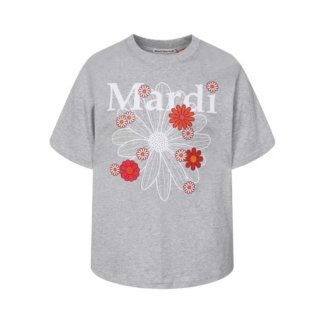 Korean Version In-Stock Mardi Short-Sleeve T-Shirt with Daisy and Dachshund Print, Same Style as Kim Go-Eun, Loose Fit Versatile Top for Women