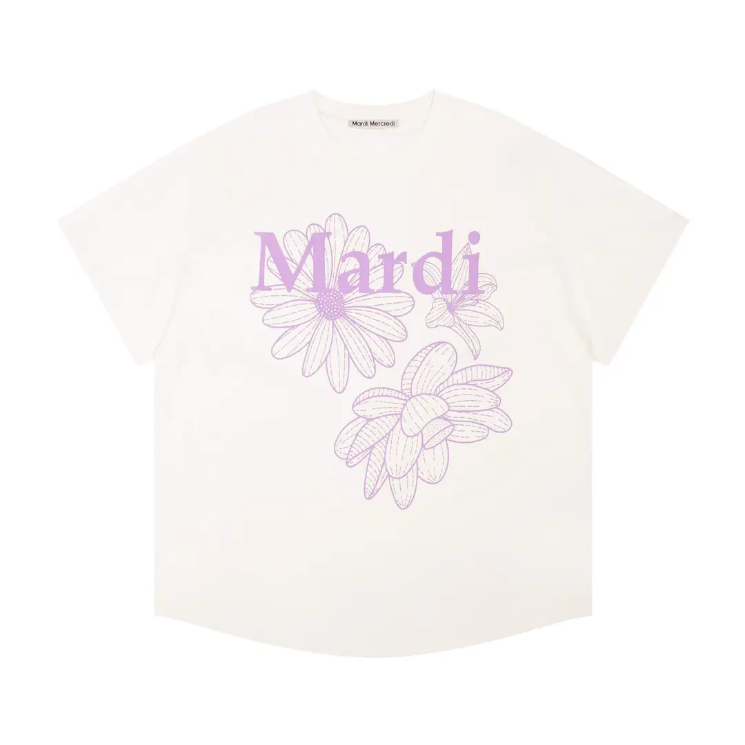 Korean Version In-Stock Mardi Short-Sleeve T-Shirt with Daisy and Dachshund Print, Same Style as Kim Go-Eun, Loose Fit Versatile Top for Women